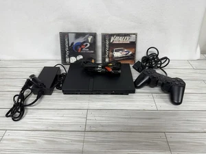 Sony PlayStation 2 Slim PS2 Console Nera Sistema di Gioco SCPH-75001 Bundle Testato - Foto 1 di 24