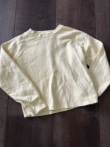 Athleta Girl Beachy Breeze Sweatshirt Size 7 Small Cropped Boxy Cut Out Yellow - Picture 1 of 5