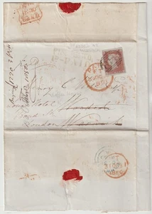 1850 FLEET St 1d PAID PMK ON WRAPPER REDIRECTED 4 MGN 1d =848= WARWICK NUMERAL - Picture 1 of 1