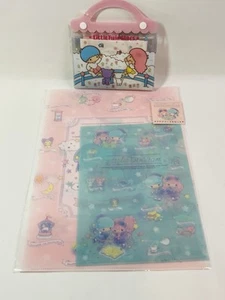 Sanrio Little Twin Stars Lot Handkerchief & Plastic Case Folder Pouch Set NEW - Picture 1 of 7