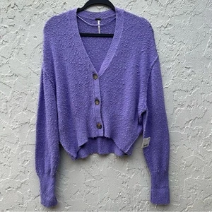 FREE PEOPLE Strickjacke Pullover Damen XS Found My Friend Lila Slouchy Boho - Bild 1 von 7