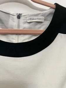 Vestido Calvin Klein Negro Marfil Talla 12 Carrera Oficina Colorblock Mujer’s - Imagen 1 de 5