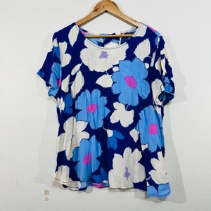 Mister Zimi Floral Top Blouse Navy Blue White Pink Casual Relaxed Fit 12 - Bild 1 von 17