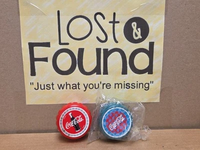 Lot (2) 1997 Coca-Cola YoYo Yo-Yo Bottle Cap Collectible Blu & Red *SEE PICS - Image 1 of 4
