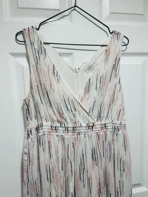 Motherhood Maternity Women’s M White Pink Blue Sleeveless  Chiffon Maxi Dress - Image 1 of 4