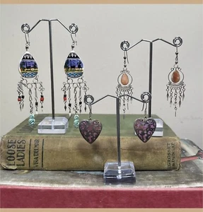 Handarbeit Boho Ohrhänger Piercing Set Alpaka Peru skurril Herz Lama - Bild 1 von 8