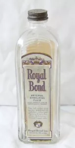 1930s ROYAL BOND ARTERIAL EMBALMING FLUID BOTTLE WITH LABELS EMPTY ST. LOUIS MO - Picture 1 of 12