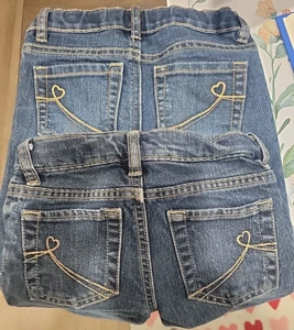 TWO Pairs Of Skinny Girl Jeans Size 6 From Children's Place Lot Heart Design - Picture 1 of 3