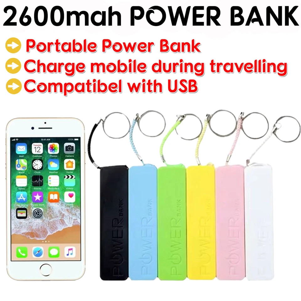 Power Bank Portatile 2600mah Caricabatteria di Backup Esterno con Portachiavi - Immagine 1 di 1