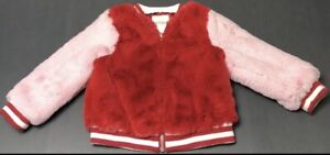 Cat And Jack, Baby Girl Winter Faux Fur Coat, Pink/Red, 18 Month *Fast Free Ship