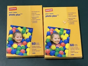 2 Lot - Staples Photo Plus Gloss Paper 4x6 - 60 Sheets Each Box - Picture 1 of 2