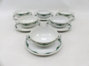 Fürstenberg Porzellan Schlossgarten Grüne Ranke 6x Suppentasse mit Untertasse - Bild 1 von 6