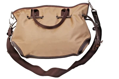 Bolso Bandolera Lancel Vintage Hombro Beige Nylon Cordón Marrón Mango Clase Foto 1 de 4