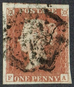1841 1d Red Black Plate 9 FA 4m MX STATE ONE Fine Used Cat. £180.00 - Picture 1 of 1