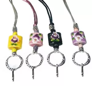 Cord Necklace Lanyard, security id badge, reading glasses holder Porcelain drop - Foto 1 di 6