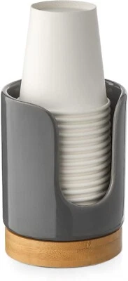 Dispensador de vasos de baño de cerámica clásico de 3 oz, portavasos desechables paquete de 1 gris Foto 1 de 4