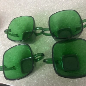 3 VINTAGE FIRE KING FOREST GREEN CHARM PATTERN And Creamer - Picture 1 of 3