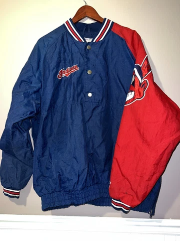 VINTAGE 1990's CLEVELAND INDIANS GUARDIANS STARTER PULLOVER WINDBREAKER JACKET Cover