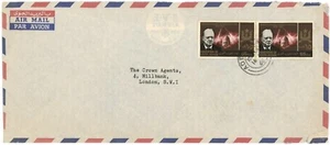 South Arabia 1966 Air Cover to GB w/Churchill 65f Two Singles, ADEN GPO cds - Picture 1 of 2