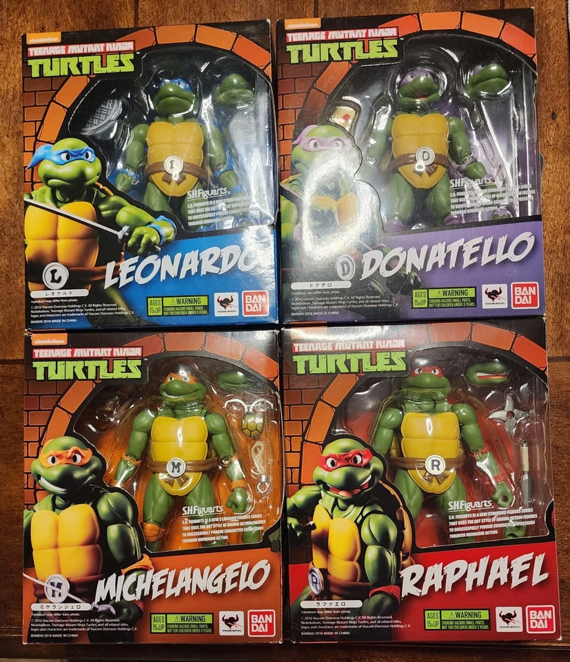 SH Figuarts Teenage Mutant Ninja Turtles JUEGO COMPLETO de 4 TMNT 1987 Caja Abierta Foto 1 de 4