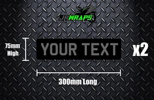 (X2) Number Plate Vinyl Stickers Decals 300x75mm Classic Show Car Silver & Black - Picture 1 of 2