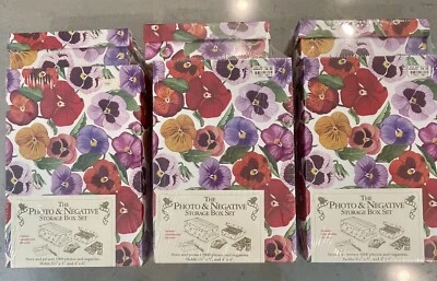 3 novos conjuntos - 6 caixas no total! Armazenamento Continental Photo & Negative ou VHS Pansies - Imagem 1 de 4