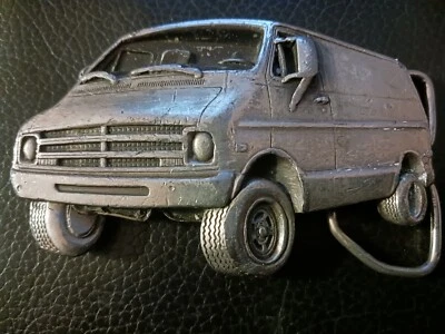 1978 Dodge Van Belt Buckle Bergamot Brass Works Figural Metal U38 USA Vintage - Image 1 of 2