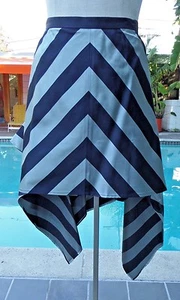 RUSSELL BENNETT Bustle Skirt - Blue and Silver Striped SZ 6 - Picture 1 of 7