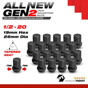 NEW 1/2-20 RH Black PCD Adjusting Variation Wobble Hex Lug Nut Kit ( 20pc ) - Picture 1 of 12