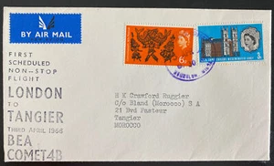 1956 England First Non Stop Flight Airmail Cover To Tanger Morocco - Picture 1 of 2