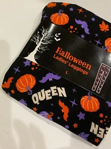 Adult Womens HALLOWEEN LEGGINGS L 12/14 NEW Pumpkin Queen BATS STARS SOFT Large - Picture 1 of 1