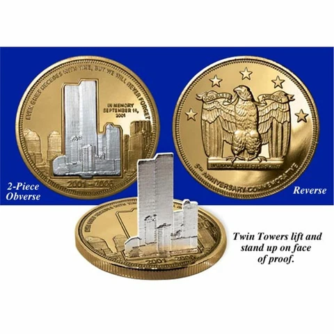 RARE 2001 WORLD TRADE CENTER TWIN TOWERS COMMEMORATIVE PROOF COIN SET Cover
