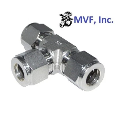 HSME 3/8" Tube OD Union Tee 316 Stainless Steel Tube Fitting AT-6-SS - Image 1 of 3
