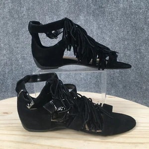 Kenneth Cole Reaction Sandals Womens 8 M Audre Struck Gladiator Black Leather - Picture 1 of 14