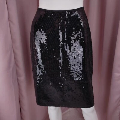 Falda lápiz INC International Concepts para mujer seda negra lentejuelas 4 Foto 1 de 4