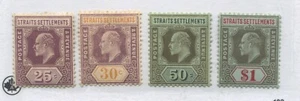Straits Settlements KEVII 1904-09 various values to $1 mint o.g. hinged - Picture 1 of 1