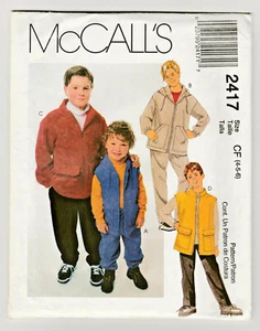McCalls 2417 Childs Jacket-Vest-Pants 4-5-6 Sewing Pattern Zipper Hooded Fleece - Picture 1 of 2