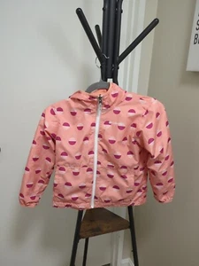 COLUMBIA HOODED WINDBREAKER JACKET in Girl's size Xs 6/7 Reversible Salmon - Picture 1 of 6