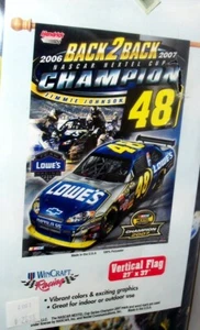 WINCRAFT 27 x 37 BANNER FLAG #48 JIMMIE JOHNSON LOWES 2007 BACK TO BACK CHAMPION - Picture 1 of 3