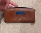 Authentic Marc By Marc Jacobs Brown Leather Long Zip Around Purse Wallet 