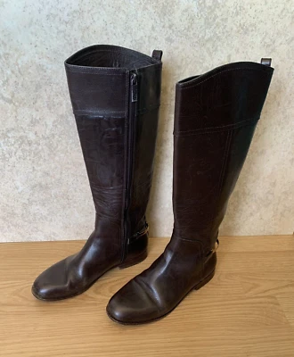 Botas de Montar Tory Burch Talla 8 Jess Cuero Marrón Oscuro Logo Spur S/N 32128355 Foto 1 de 4