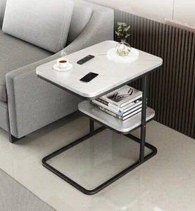 Fashion 2-tier Snack Side Table,C-Shaped End Table for Sofa Couch Bed Room Table - Picture 1 of 6