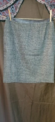 Saia lápis feminina W Worth tamanho 8 tweed mistura de lã zíper plissado cintura CARREIRA! - Imagem 1 de 4