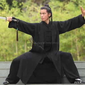 3 pezzi abito taoista Wudang uniforme taoista tai chi arti marziali kung fu wil chun tuta - Foto 1 di 12