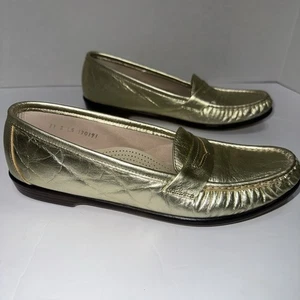 SAS Size 11 Gold Penny Loafers Metallic Wink - Picture 1 of 10