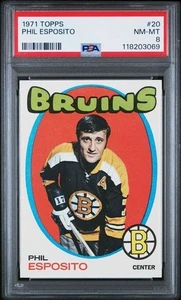 1971 Topps Hockey PSA 8 Phil Esposito Bruins Card #20 - Newly Graded - Sharp - Picture 1 of 3