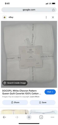 DOCOFIL Cream White Luxuriously Soft Queen Blanket 100% Cotton Made in Portugal - Image 1 of 2