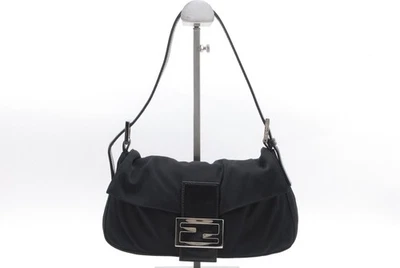 Fendi Mamma Baguette Shoulder Bag Purse Black Nylon - Image 1 of 4