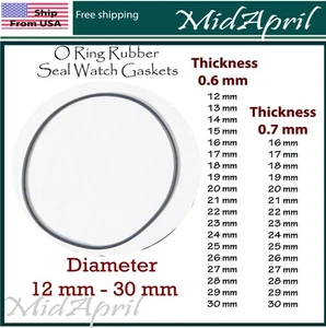Gummi Uhrengehäuse Rückseite O Ring Runde Dichtung 12mm-38mm dick 0,6 0,7mm - Bild 1 von 1