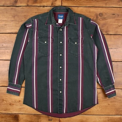 Vintage Wrangler Casual Shirt Snap L Western Snap Tall Mens Long Sleeve Grey - Image 1 of 4